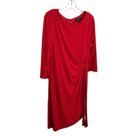 Chetta B Dresses & Skirts - Chetta B 14 Dress Draped Stretch Jersey Knit Side Gathered Tie Ribbon Belt Party